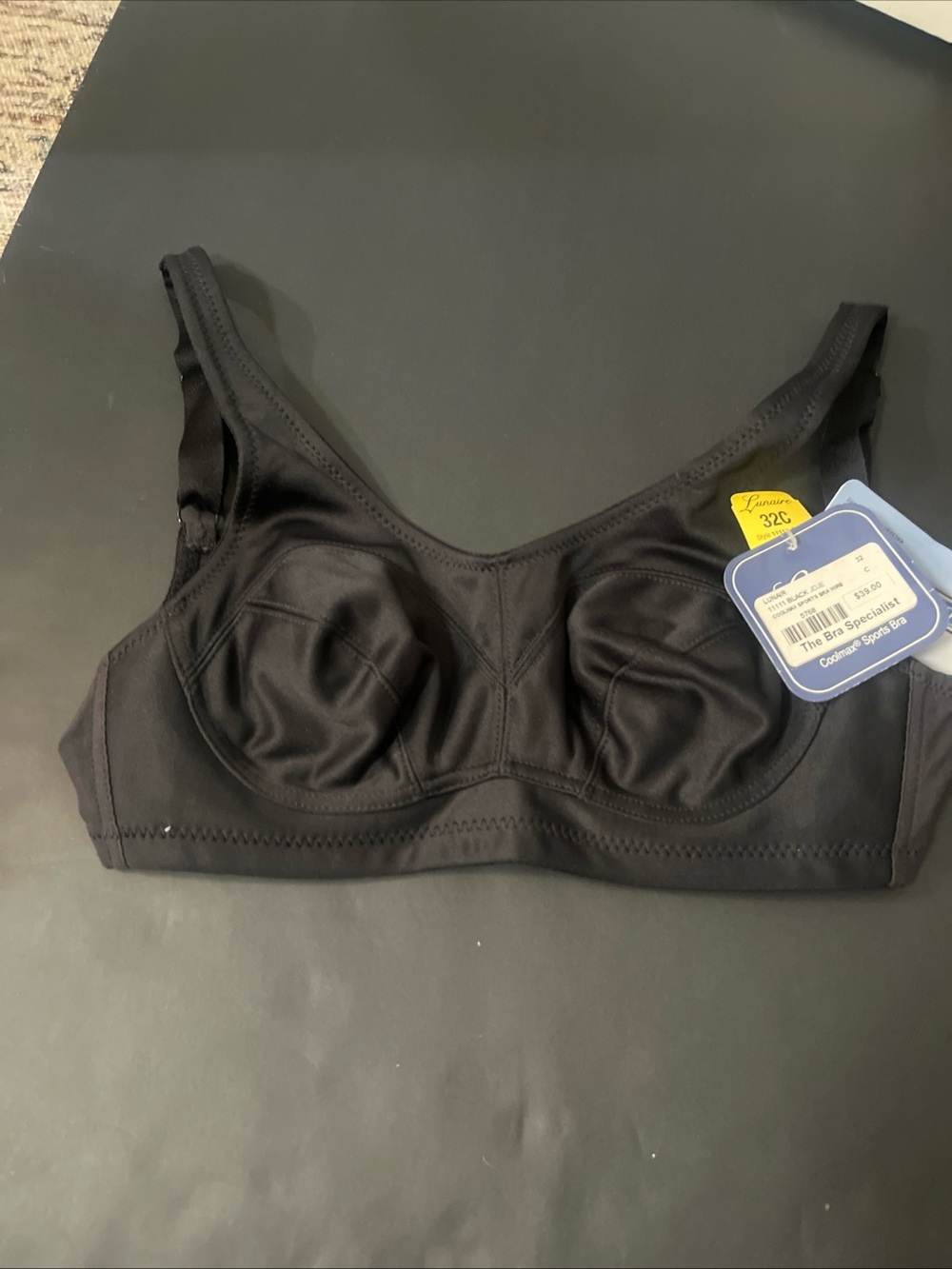 NWT Lunair black cool max  sports bra sz 32c